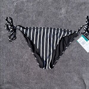 Roxy Black and White Striped Bikini Bottom